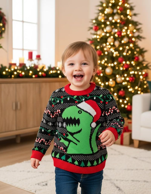 Load image into Gallery viewer, Big Trex Santa Ugly Christmas Sweater for Toddler Boys 2Y - 6Y Funny Xmas Outfit
