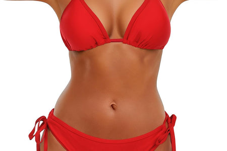 Women Tie Side Bottom Padded Top Triangle Bikini String Bathing Suit Two Piece Swimsuit