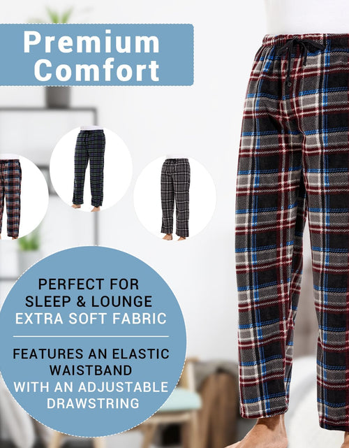 Load image into Gallery viewer, 3 Pack Plaid Mens Pajama Pants Set Bottoms Fleece Lounge Sleepwear Pjs with Pockets Microfleece
