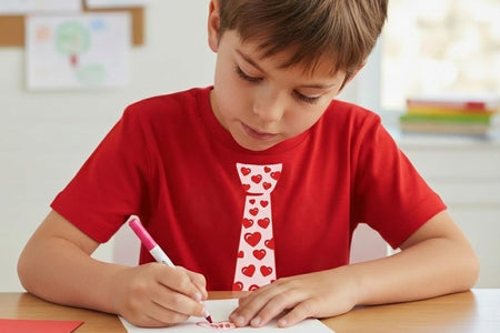 Boys Valentines Day Shirt Red Hearts Tie Toddler Infant Kids T-Shirt