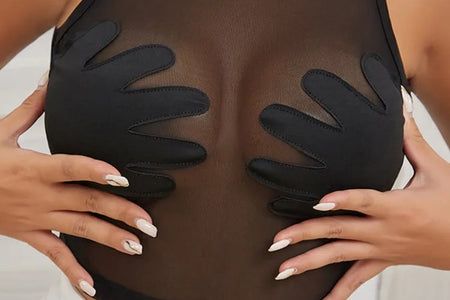 Sleeveless Sexy Tank Top Women Clothing See through Y2K Accessories O-Neck Palms Cute Mini T-Shirts Mesh Black Ropa De Mujer
