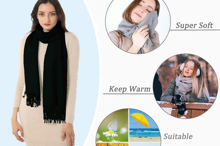 Womens Soft Cashmere Acrylic Shawl Scarf Large Pashmina Wrap Stole Gift Idea
