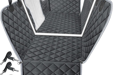 6-In-1 Dog Car Seat Cover for Back Seat, Waterproof Dog Car Hammock 40/60 Split Dog Seat Cover with Mesh Window and Side Flap Pets Car Seat Protector Dog Backseat Cover for Car, SUV, Truck