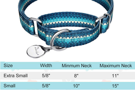 Martingale Dog Collar No Pull Pet Collar Heavy Duty Dog Martingale Collars Silky with Unique Geometric Pattern for Medium and Large Dogs (Large, Turquoise)