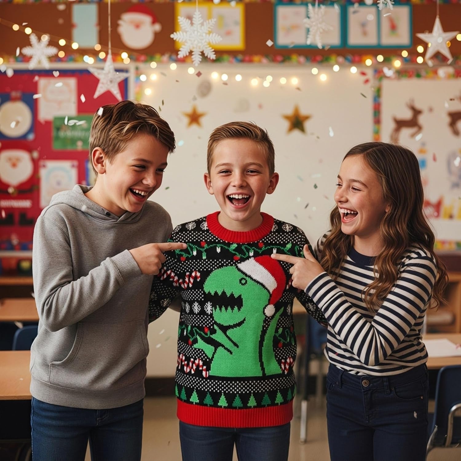 Big Trex Santa Ugly Christmas Sweater for Toddler Boys 2Y - 6Y Funny Xmas Outfit