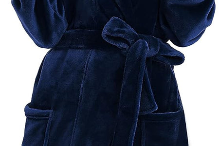 Women Hooded Fleece Robe, Short Plush Robes for Womens with Hood Soft Warm Spa Bathrobe