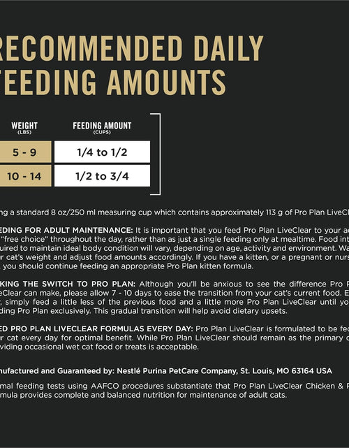 Load image into Gallery viewer, Allergen Reducing, High Protein Cat Food, LIVECLEAR Chicken and Rice Formula - 16 Lb. Bag
