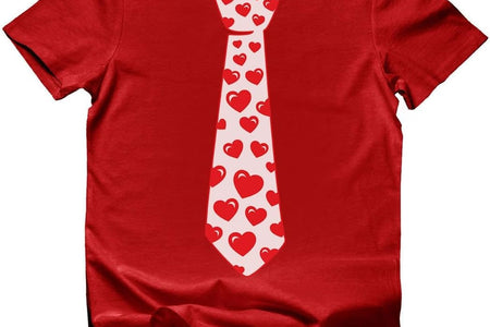 Boys Valentines Day Shirt Red Hearts Tie Toddler Infant Kids T-Shirt