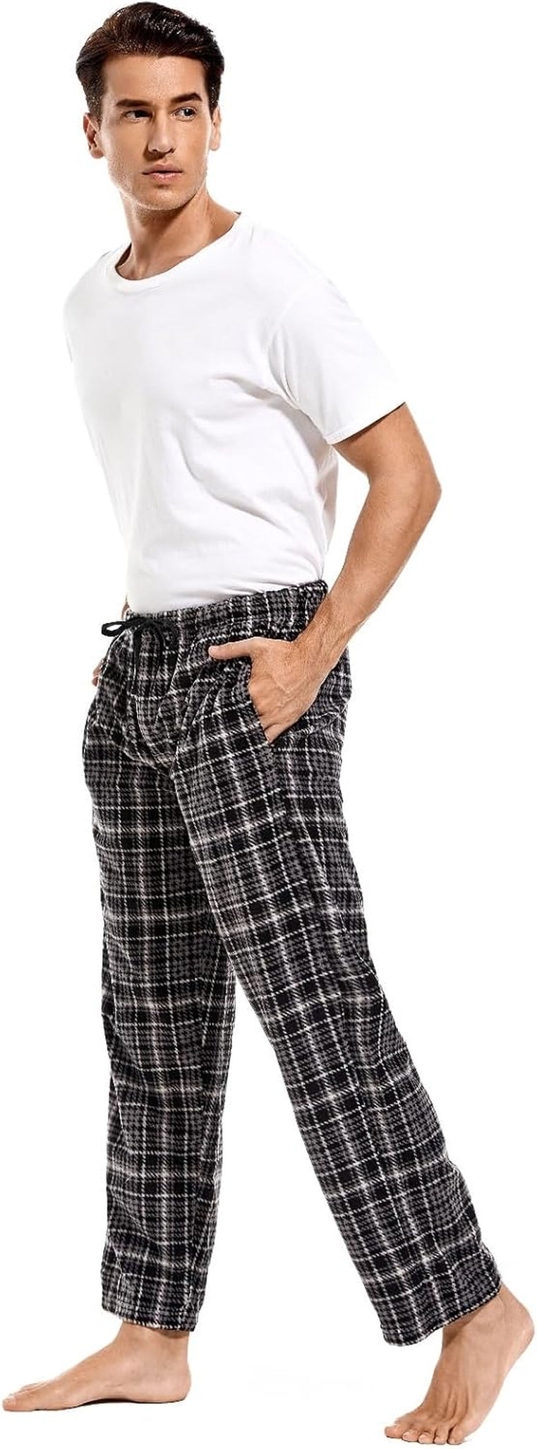 3 Pack Plaid Mens Pajama Pants Set Bottoms Fleece Lounge Sleepwear Pjs with Pockets Microfleece