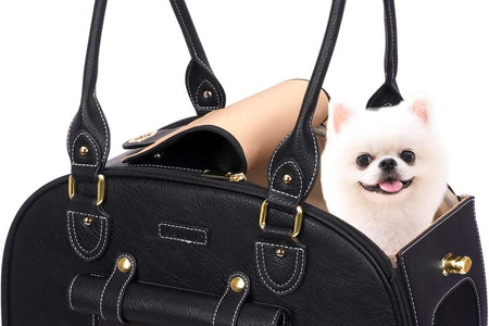 Dog Carrier, Pet Carrier, Dog Purse, Foldable Waterproof Premium PU Leather Pet Travel Portable Bag Carrier for Cat and Small Dog Home & Outdoor
