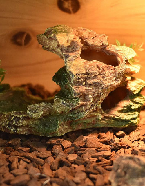 Load image into Gallery viewer, Reptile Small Hide, Turtles Hide Cage, Artificial Plant Rock, Humidified Habitat Decoration (Red Soil)
